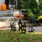 24"H Set of 3 Halloween Metal Silhouette Haunted House and Ghost Tree Yard Stake or Hanging Decor (KD, Two function)
